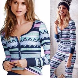 Victorias Secret Thermal Fireside Top Fair Isle Aztec Small Lounge Cozy